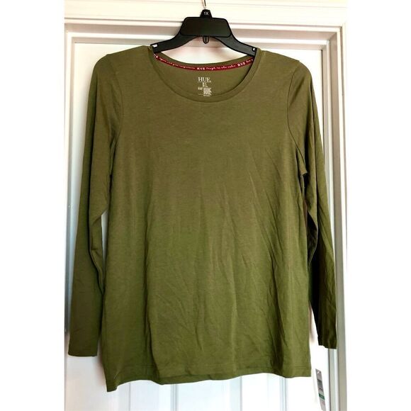 HUE - NWT - L Sz Lg Women’s Crewneck Long Sleeve Pajama Top or Top w/Jeans - Picture 14 of 15